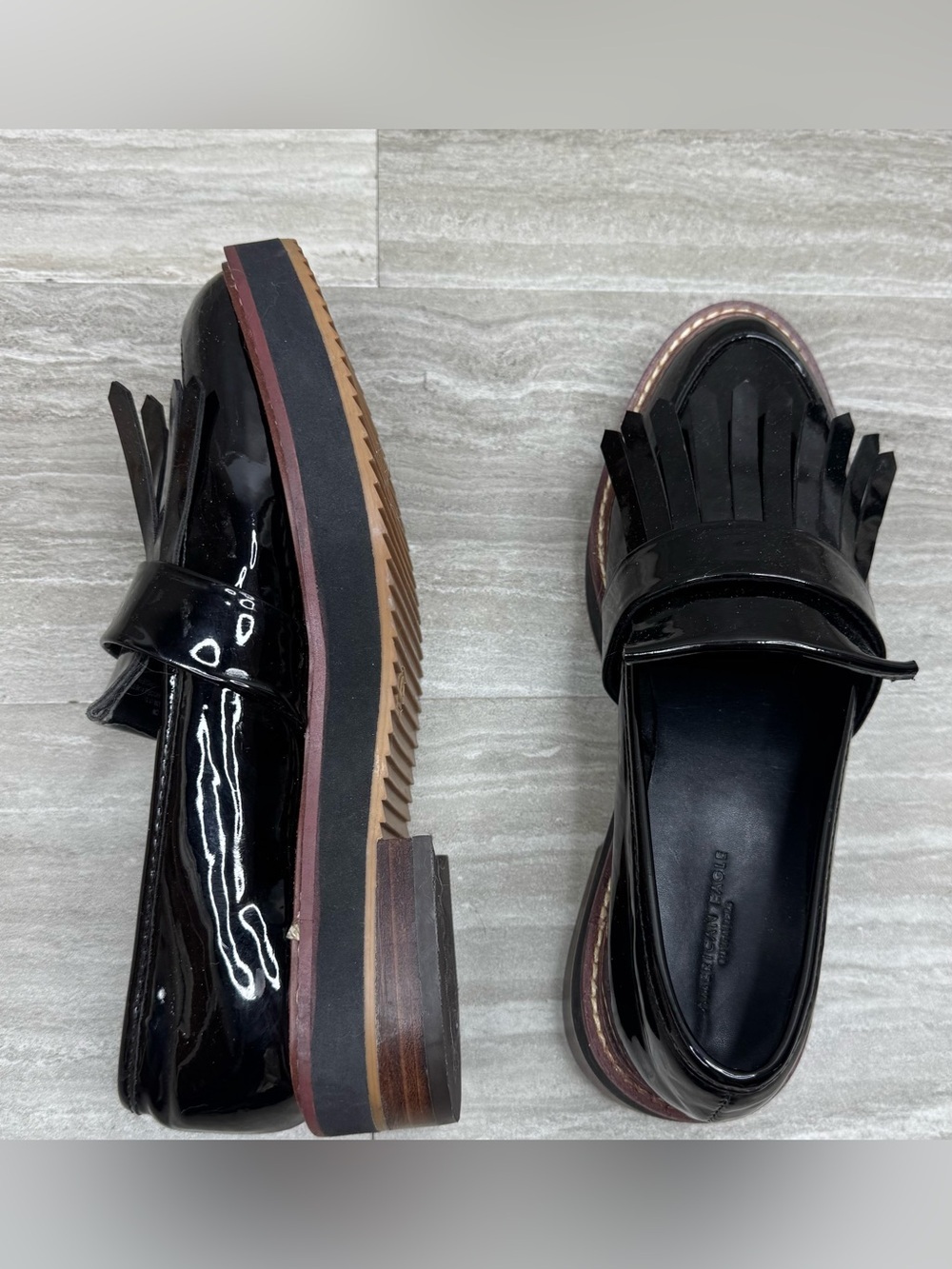 NEW American Eagle Outfitters Black Patent Platform Tassel Loafers Size 6 - Picture 9 of 14